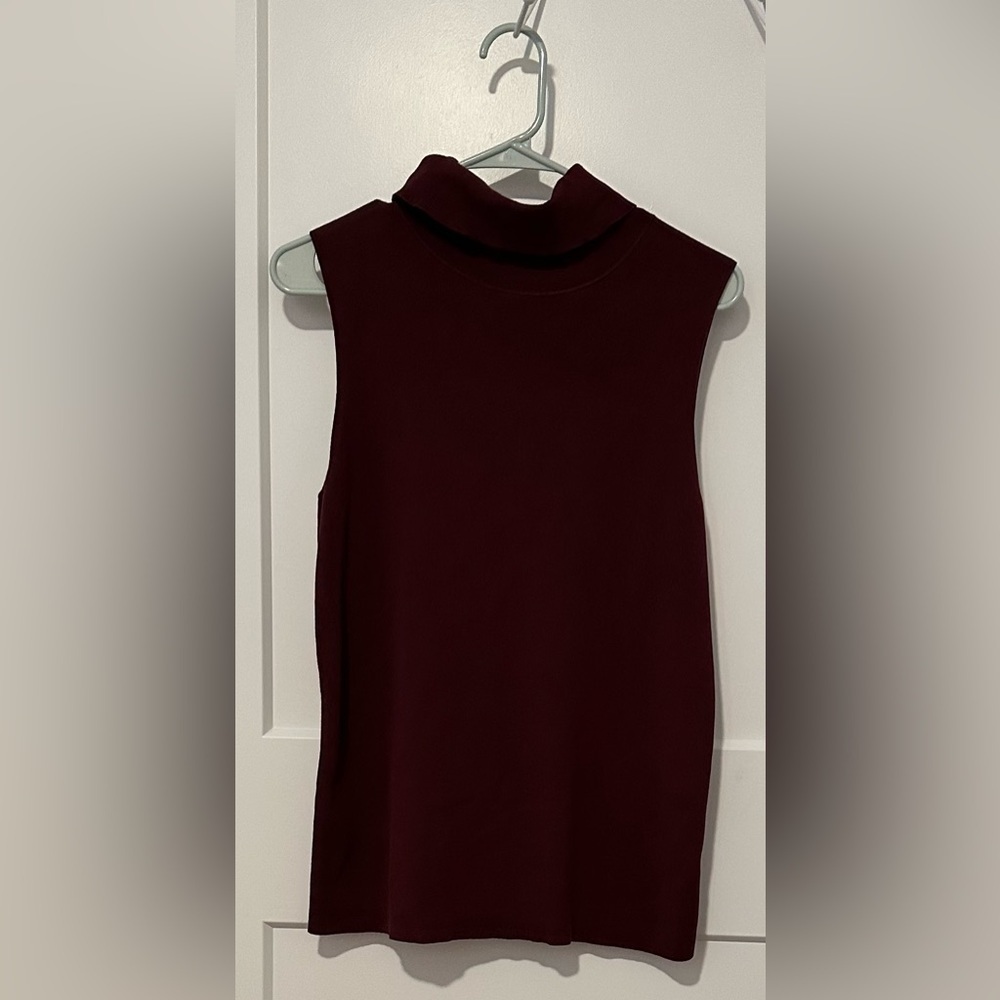 Talbots Petites Burgundy Sleeveless Turtleneck Knit Top - Picture 10 of 11